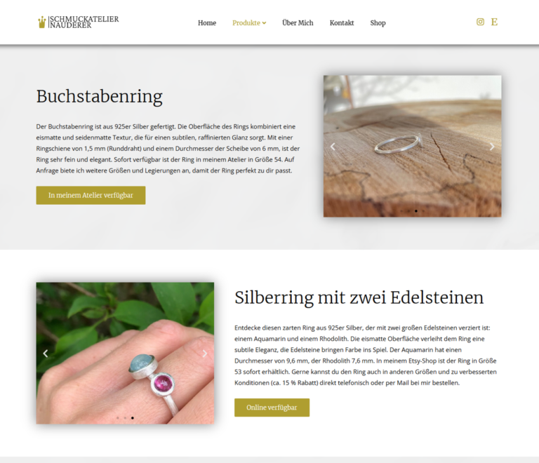 Ausschnitt Website Schmuckatelier Nauderer